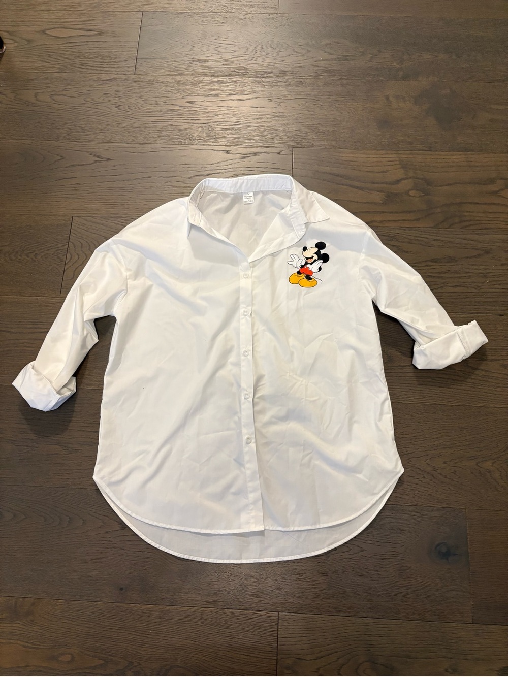Disney Mickey Mouse white lasies blouse sz LG